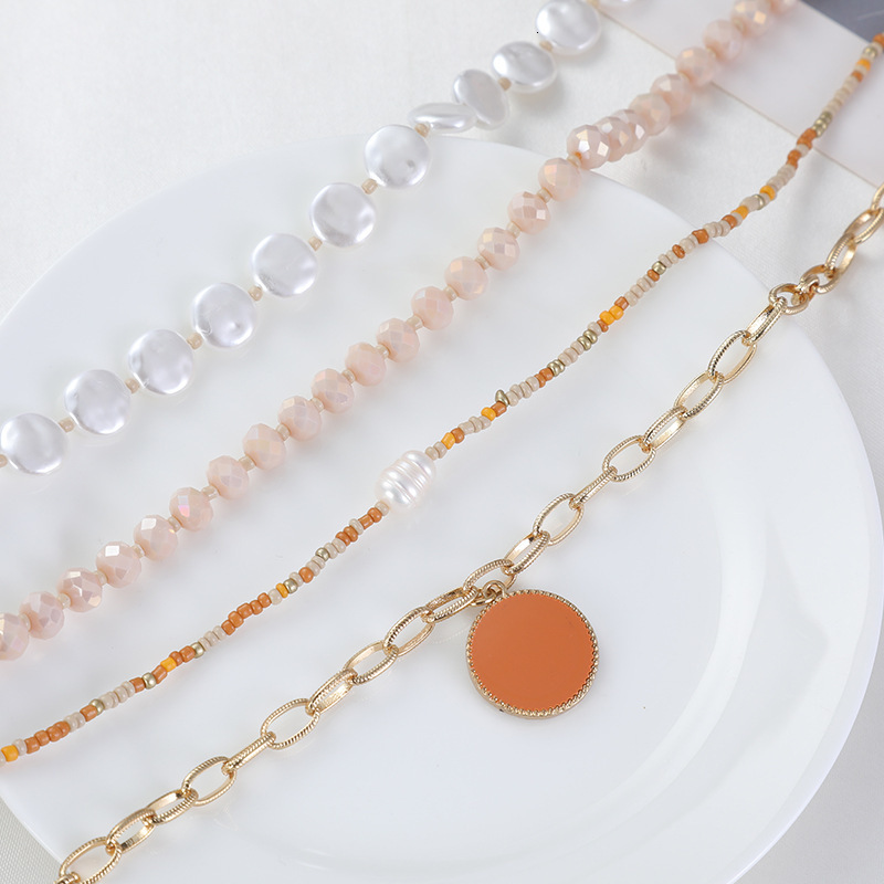 alloy necklace with multiple layers and directly sold Crystal pearl necklaces