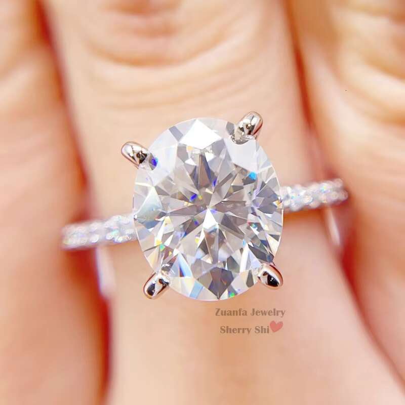 Iced Out Band VVS Gra Certificated Solid Silver Engagement Wedding Women Moissanite Ring 5CT