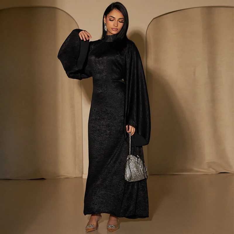 2024 New Elegant Fashion Dress EID Modest Muslim Dress Long Slve Shiny Polyester Islamic Clothing Dubai Abaya Dress Party Robe X250514
