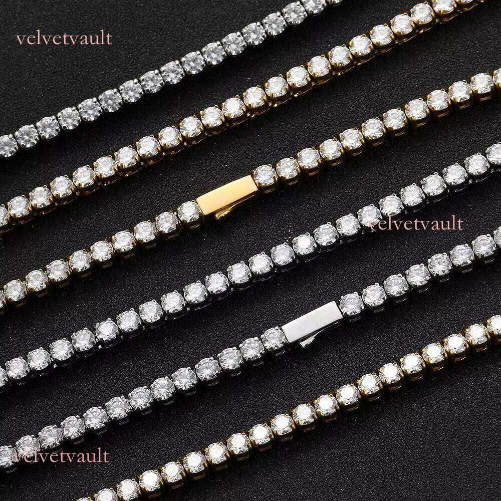 Hip hop gold-plated 4mm stainless steel necklace chilled zircon tennis chain for men and women