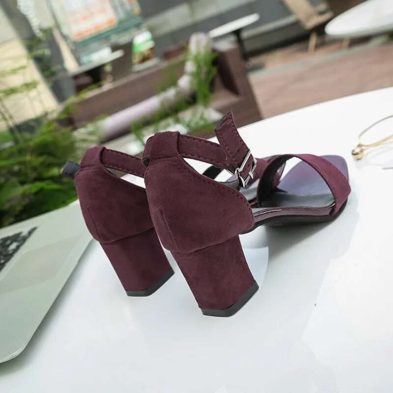 Women's Summer Fashion Sandals Medium High Heel Outdoor Sandalias Elegant Wedding Shoes Bridal Plus Size 34-40 Buckle Strap