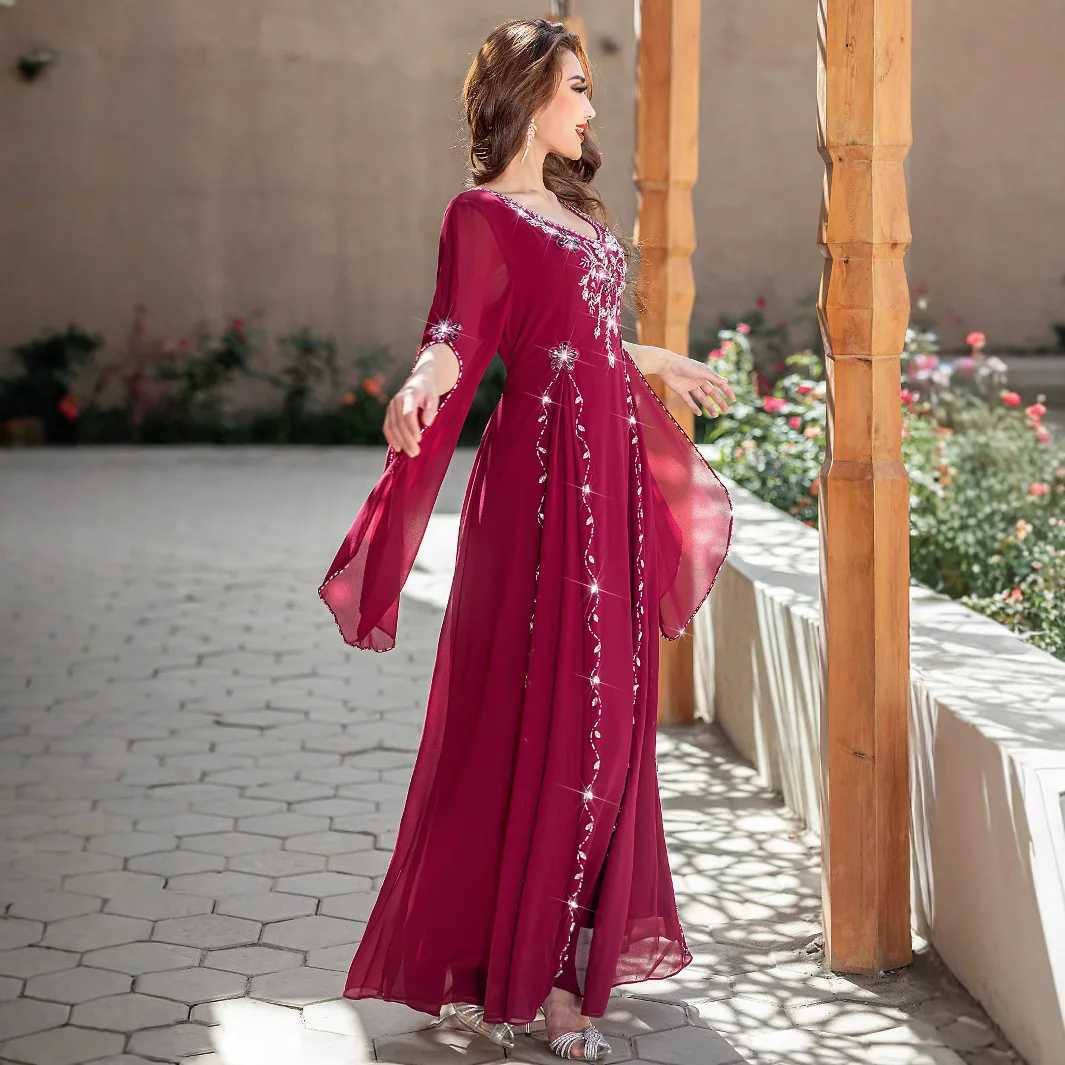 Eid Evening Party Dress Diamonds Abaya Dubai Kaftan Women Muslim Dresses Robe Morocco Caftan Femme Musulmane Vestidos Longue New X250514