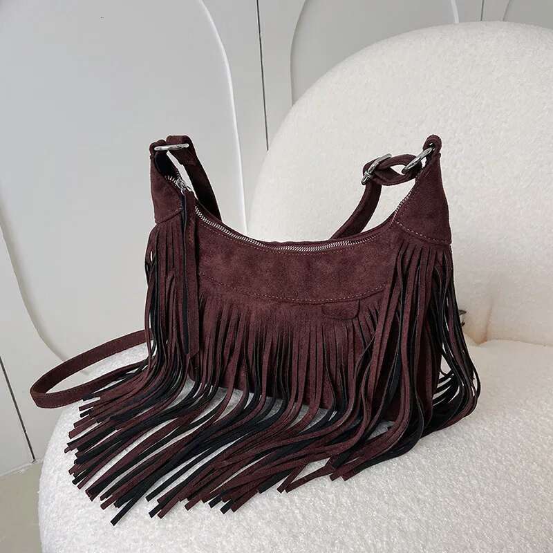 Autumn Winter Tassel Shoulder Deerskin Veet Saddle Crossbody Bag Vintage Messenger Handbag And Purse Brands Lady Purse