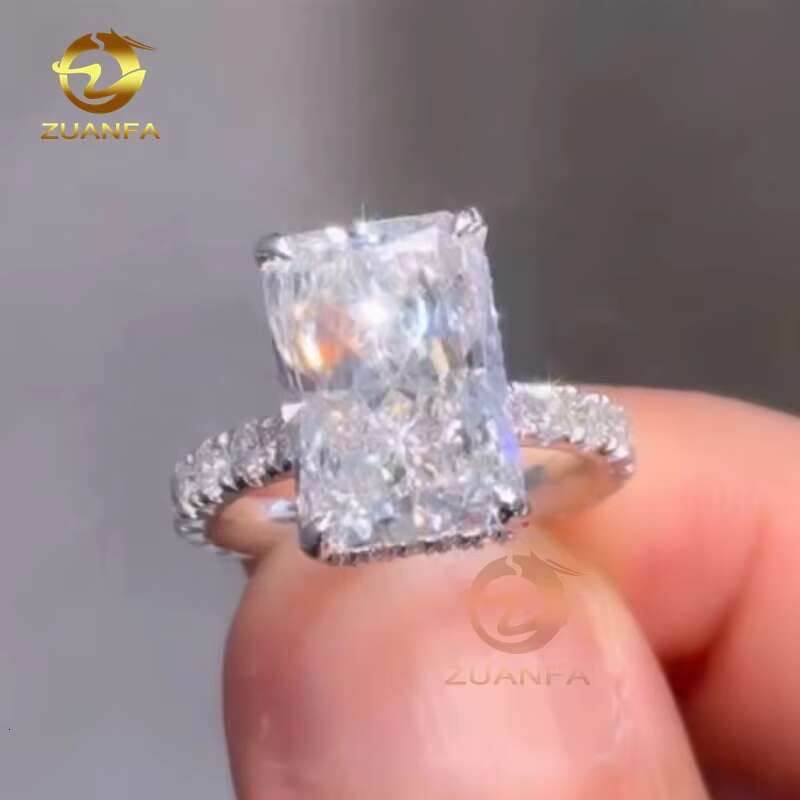 Luxury Radiant Moissanite Diamond Rings Women Fine Jewelry Engagement Wedding Band Lab Grown Diamond Ring