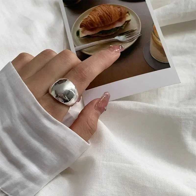 925 Sterling Silver Smooth Ring for Women Gift Personality Punk Creative Adjustable Minimalism Jewelry DropshippingXJ250514