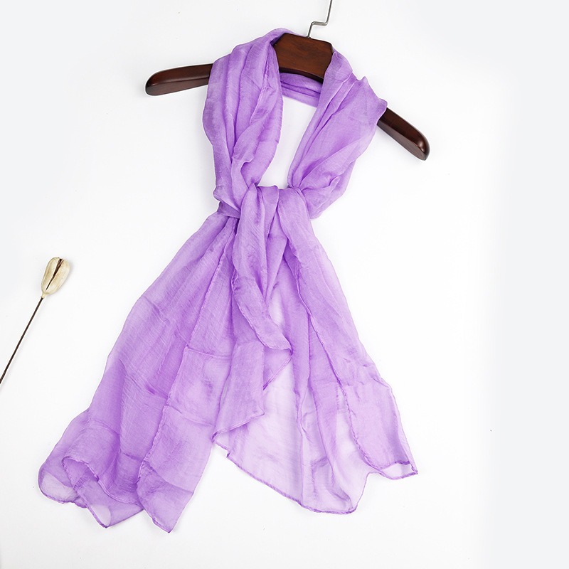 K800 Autumn and winter scarf new Korean version of large solid color silk scarf imitation silk beach towel women's scarf pleated chiffon scarf