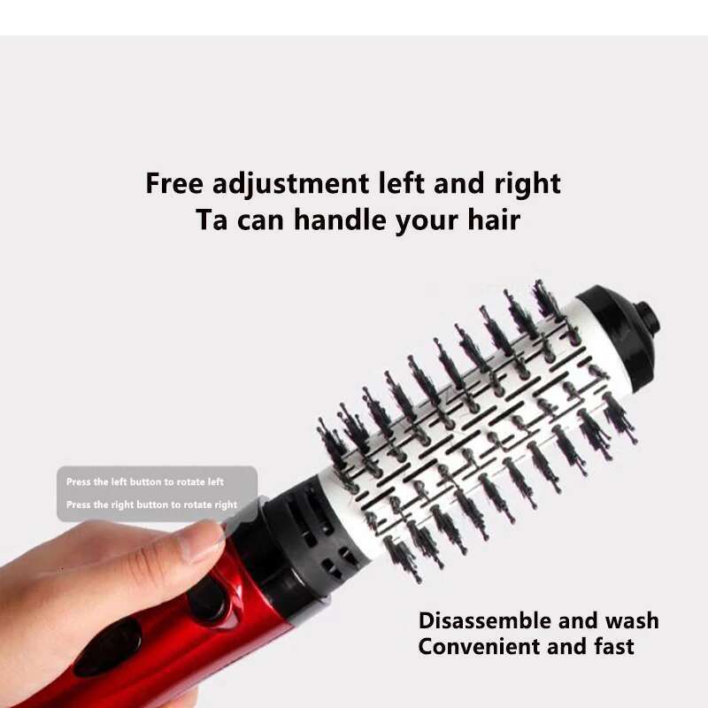 2 Replaceable Head 360 Rotating Airflow Hot Air Brush Straightener Curler Iron Volumizer Blowers Electric Hair Dryer Comb