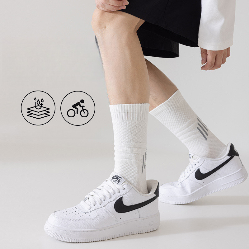 Designer Socks New Men s Bicycle Towel Bottom Sports Professional Running Socks Sweat Absorbing Middle Socks Men s Sports Socks Night Reflective Socks