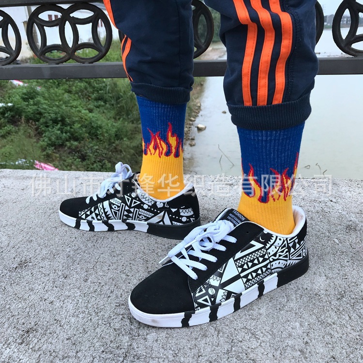 Designer Socks Korean INS Fashion Brand Haruku Style Flame Tube Cotton Street Hip Hop Skateboarding Men S And Women S Sports Socks Sports Socks