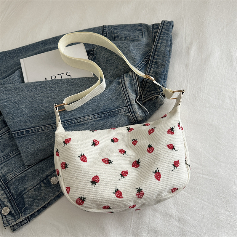 Free Delivery Designer Bag Korean Version Cute Strawberry For Women 2025 New Trendy And Fashionable Striped Dumpling Internet Famous Versatile Shoulde