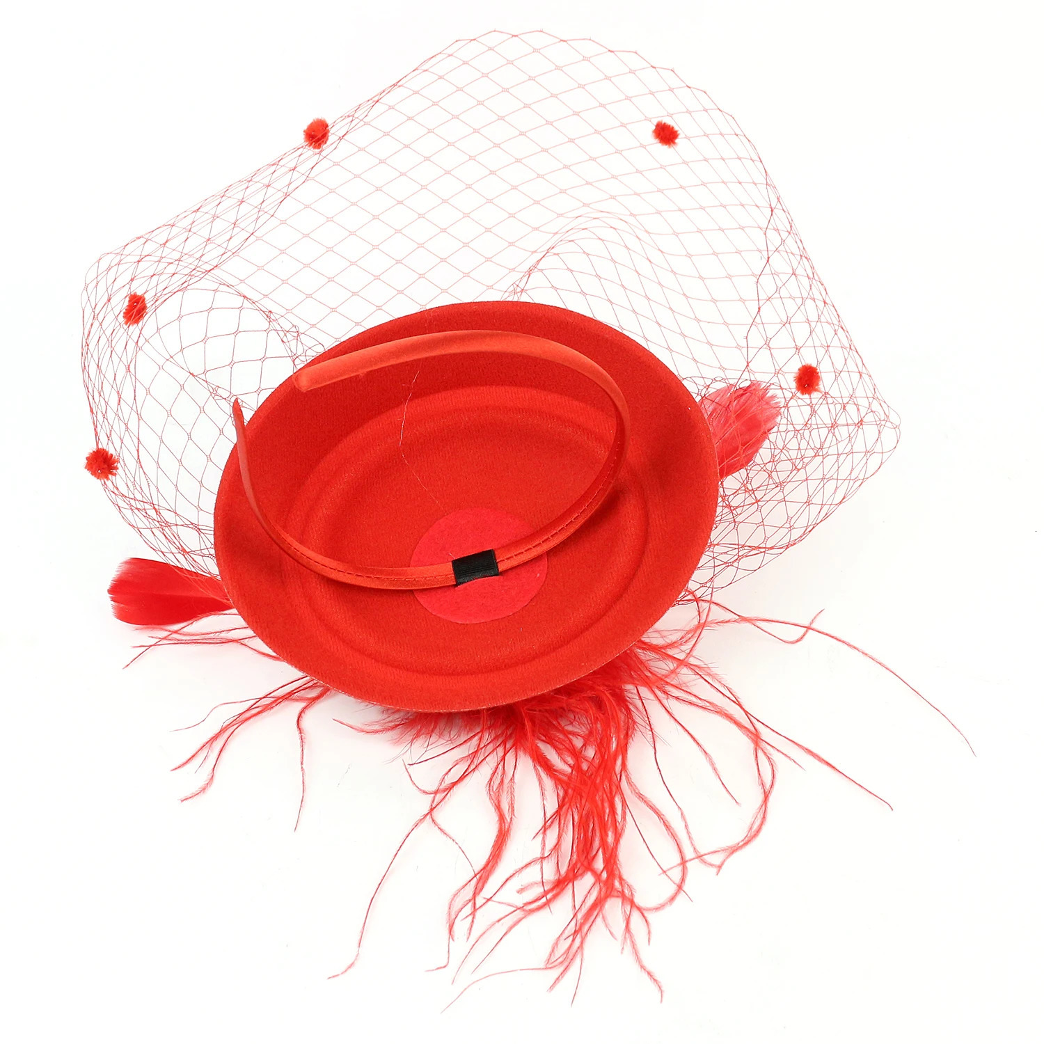 Womens Felt Fascinator Hat Fishnet Veil Small Plush Wave Point Decor Hair Clips Wedding Bridal Cocktail Headwear Fasciantor 250513