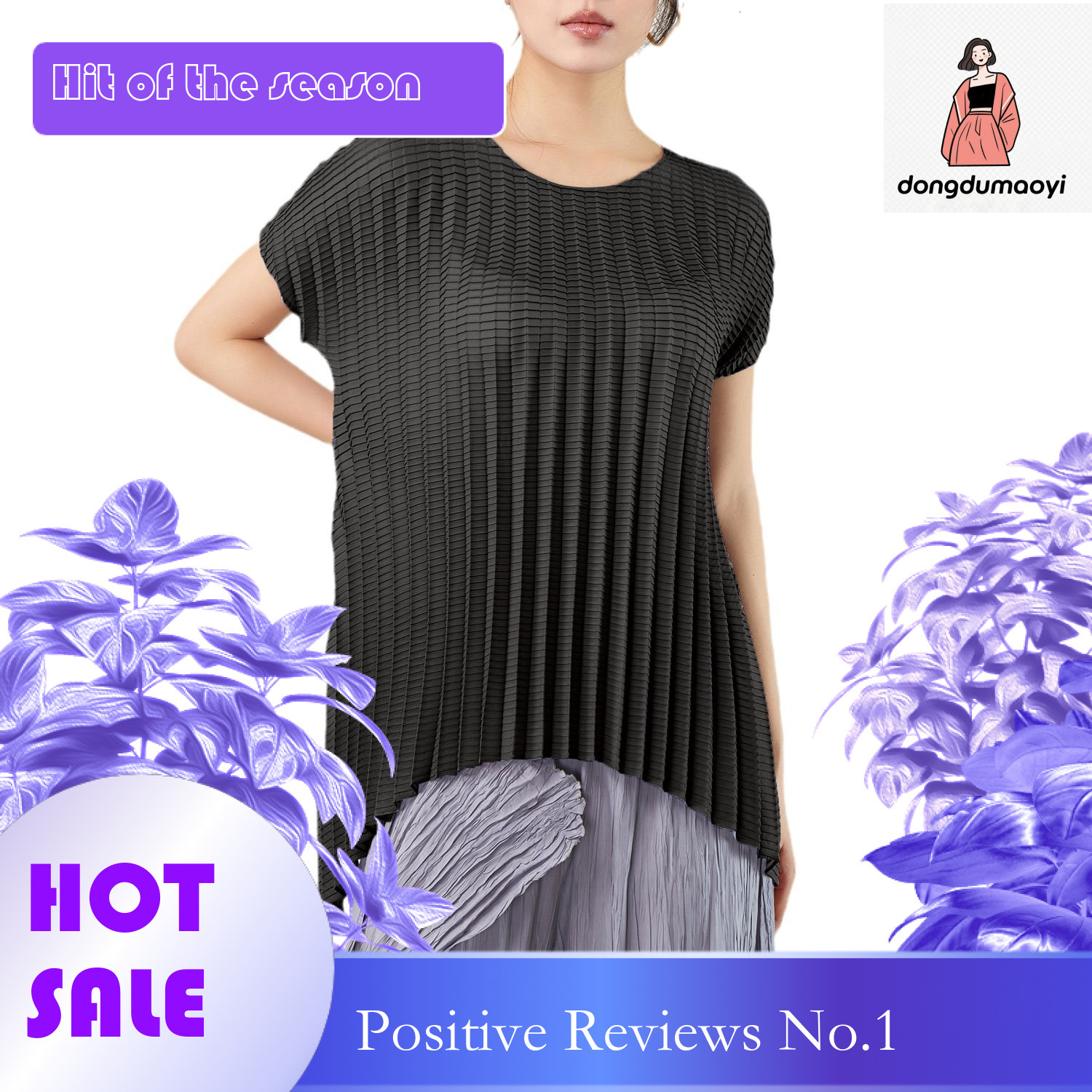 dongdumaoyi Miyake irregular top women's summer new collection with pleats, niche design, loose fit, plus size, fat mm sleeveless t-shirt for wom