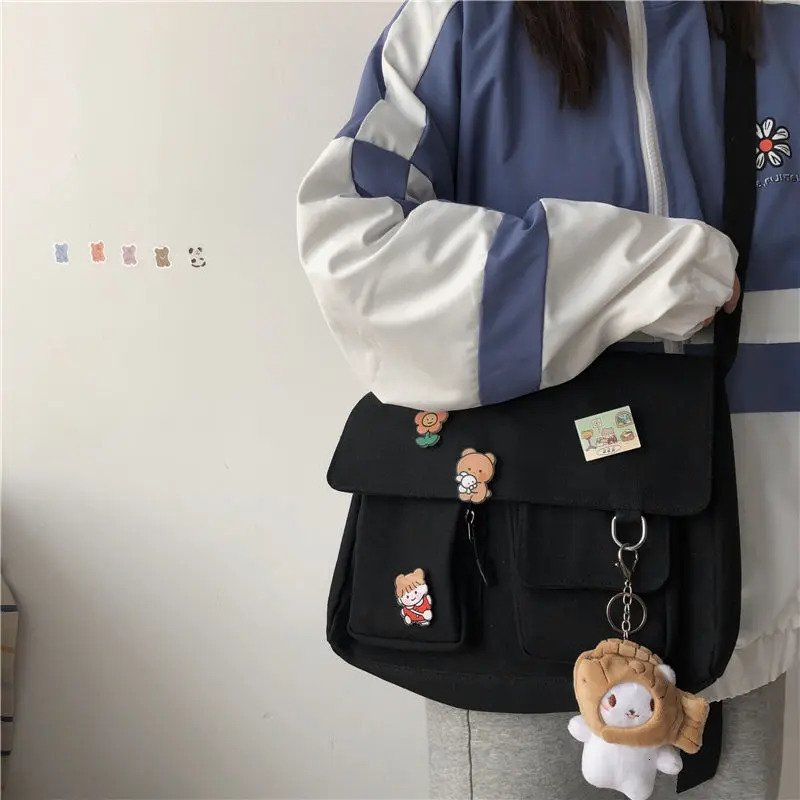 Women Simple Crossbody Bag Cute Casual Satchel Girls Shoulder Pouch Sweet Printed Canvas Cross School Bags Purse 250514