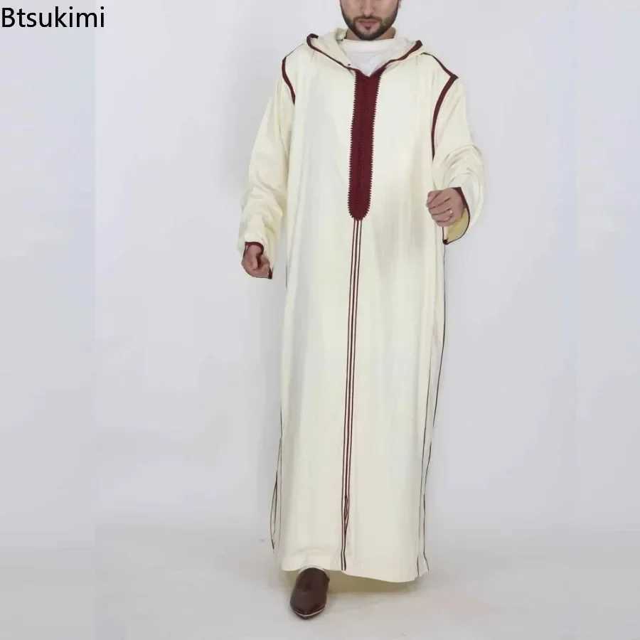 New 2025 Muslim Jubba Thobe Clothes Men Hoodie Ramadan Robe Kaftan Abaya Dubai Turkey Islamic Clothing Male Casual Loose Robe X250514
