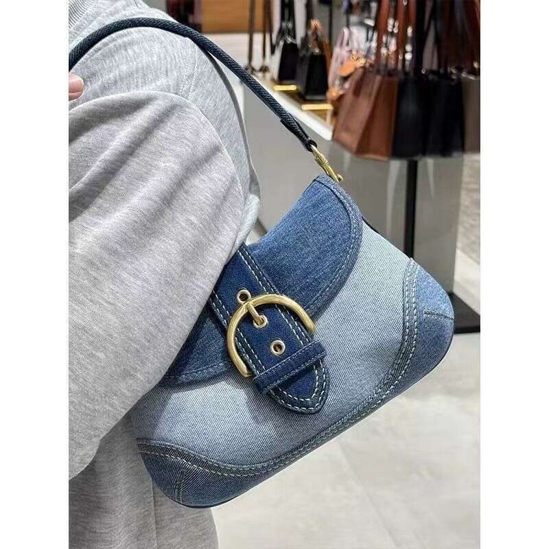 Cowboy Underarm Women's 2025 Spring/Summer New Style Advanced Splicing Canvas Pea Bag Single Shoulder French Stick Bag