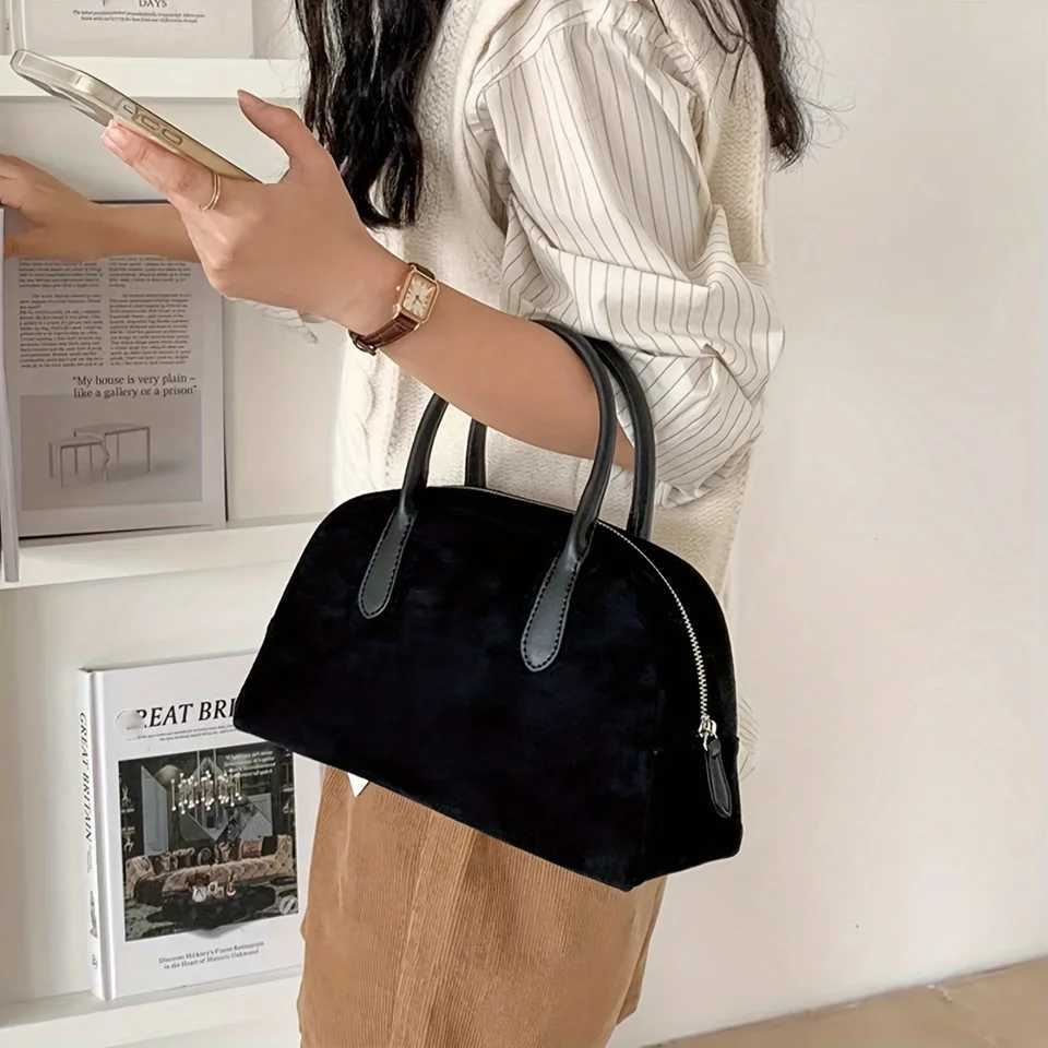 Vintage Wens Bowling Handbag Y2K Bost Bag with Trendy Double Handle and Zipper - Stylish Purse for Fiable Ladie Z250514