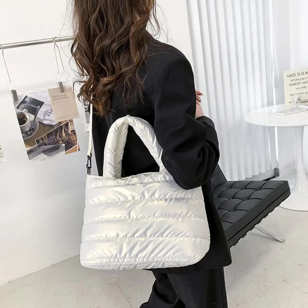 New Puffer Tote For Women Quilted Puffy Lightweight Cotton Padded Shoulder Bag Down Padding Crossbody Handbag