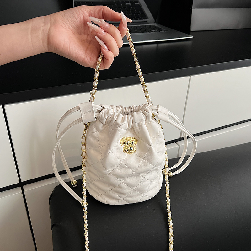 Women 2025 New Small Fragrant Style Mini Drawstring High Beauty Wealth Bucket Chain Single Shoulder Crossbody Bag