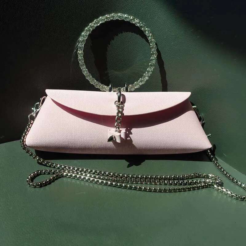 2024 Pink Wedding Bridal Purse Handbag With Rhinestone Circle