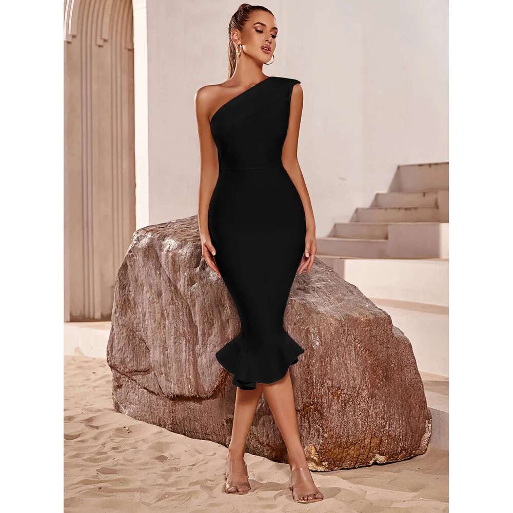 Elegant Bandage Dress Party Evening Club Night tail Modest Holiday Bodcyon Celebrity Woman Clothes High Quality