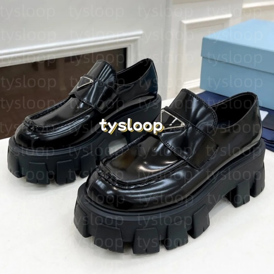 new Designer Loafers man Loafers Flat shoes Platform Loafers Triangle Patent Oxford Monolith Brushed Leather shoes Dress shoes Women Loafers Casual Shoe 35-45