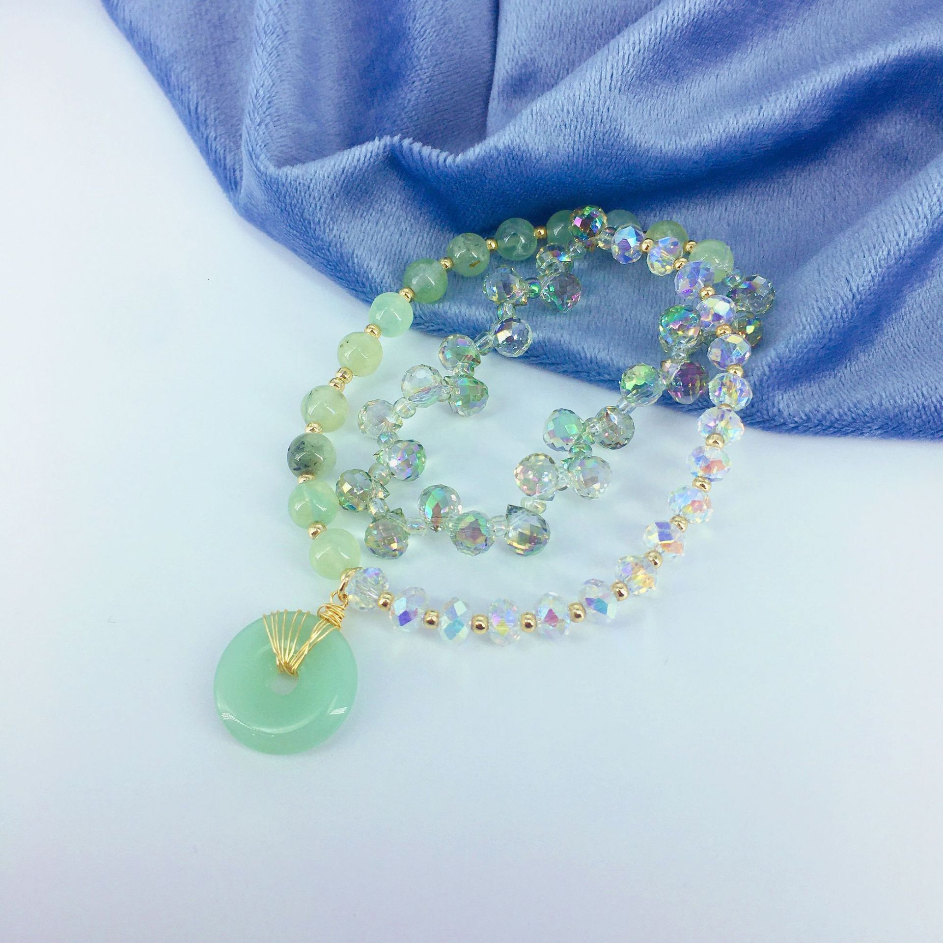 Simple and personalized grape stone double circle couple glass crystal bracelet jewelry