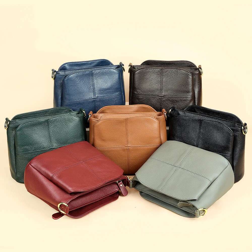 WESTAL New Cowhide Large Capacity Bucket Ladies Casual Shoulder Crossbody Bag