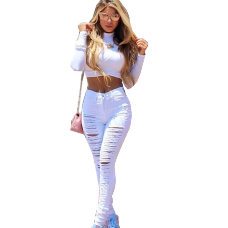 er Denim Women 2025 High Waist Ripped Jeans for Women Skinny Black White Jeans Woman Elastic Slim Jean Female Femme 250513