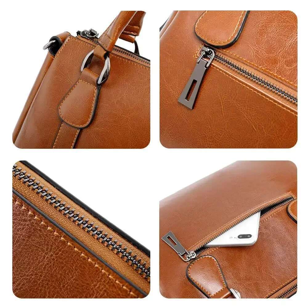 New Fashion Big Shoulder Bags For Women Top Double Handbag High Quality Genuine Split Leather Ladies Side Designer Bag