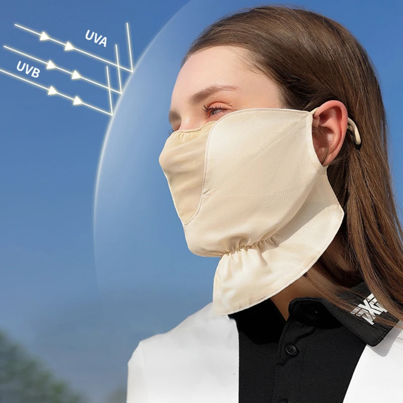 Summer Breathable Thin Chiffon Facial Sunscreen Mask Sports Cycling Driving UV Protection Ice Silk Adjustable Face Cover 250514