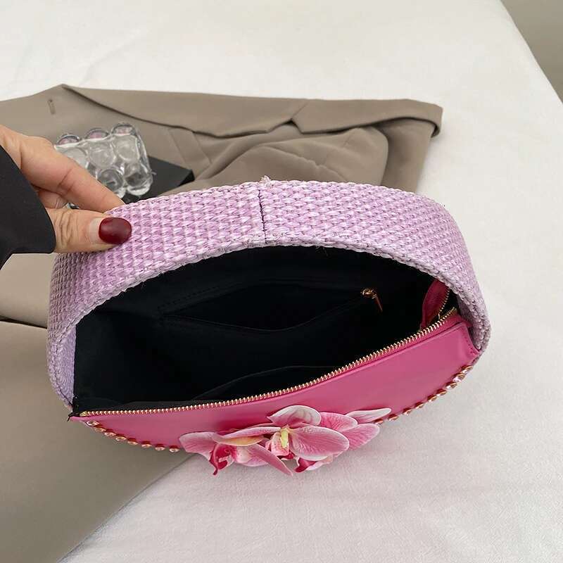 Evening Clutch Designer Floral Handbag Pink Wedding Party Purse Fashion Ladies Brand Semicircle Saddle Bag