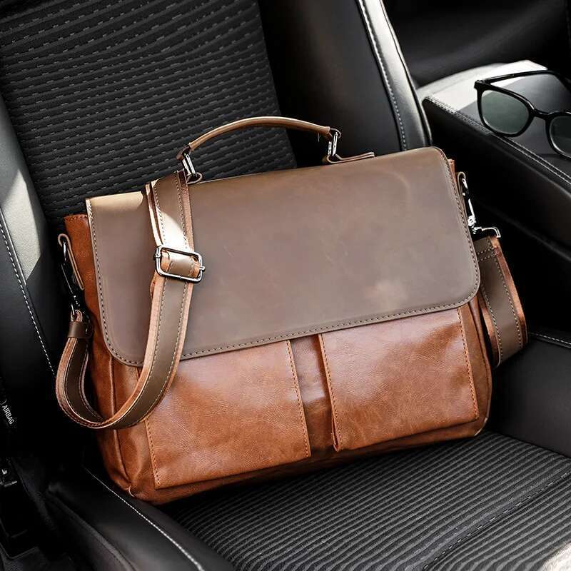 Vintage Men Handbag Fashion Business Briefcase Men's Messenger Bags Large Capacity Laptop Crossody Bag Satchels