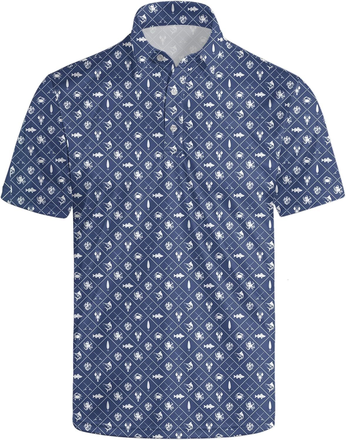 Mens Polo shirt Funny Golf Shirts for Men Moisture Wicking Men's Fun Golf Polo Shirts Quick-Dry Polo Shirts Fashionable and atmospheric