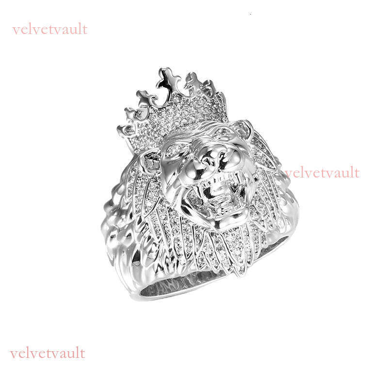 High quality hip-hop jewelry chilled crown lion silver ring