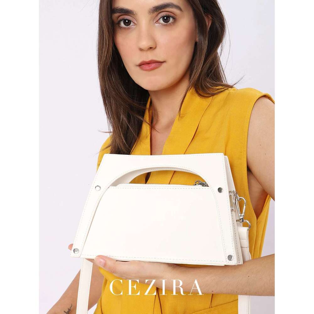 CEZIRA Brand Niche Design Women Top-Handle Bag Solid Color Vegan PU Leather Cross Body Shoulder Hanbdags Versatile Daily Purses