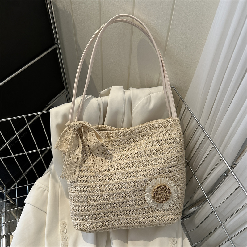 Free Delivery Designer Bag Large Capacity Fashion Gentle Temperament Straw Woven Scarf Shoulder 2025 Summer Underarm Tote Bag Luxury Bag