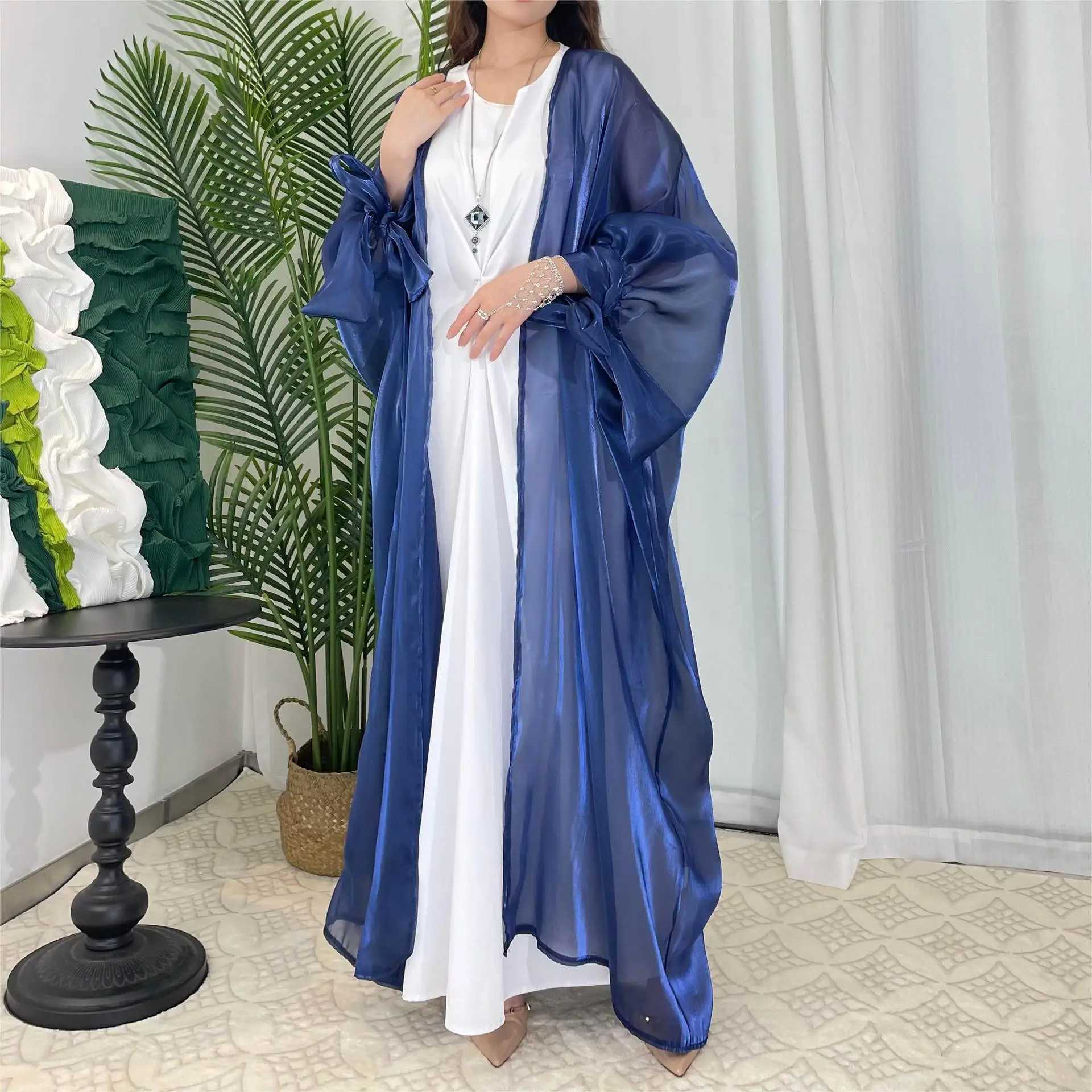 Eid Open Abayas for Women Shiny Organza Abaya Dubai Kaftan Turkey Robe Ramadan Islam Jalabiya Kimono Ka Caftan Muslim Dress X250514