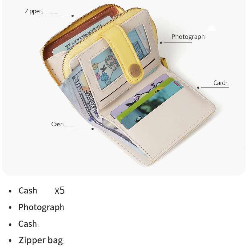 Japanese Cute Cat Girls Wallet Short Student ID Bank Card Holder Money Bag Zipper Wallets For Women Key Storage Coin Purse