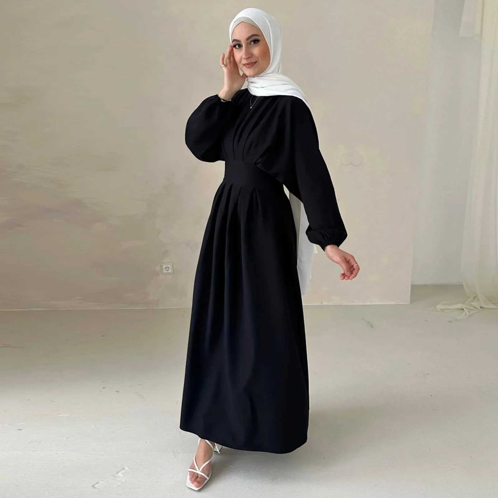 Elegant and Modest Blue Long Muslim Dress Womens Eid Ramadan Robe Dress 2025 Ramadan Kaftan Party Dresses Dubai Muslim Robe X250514