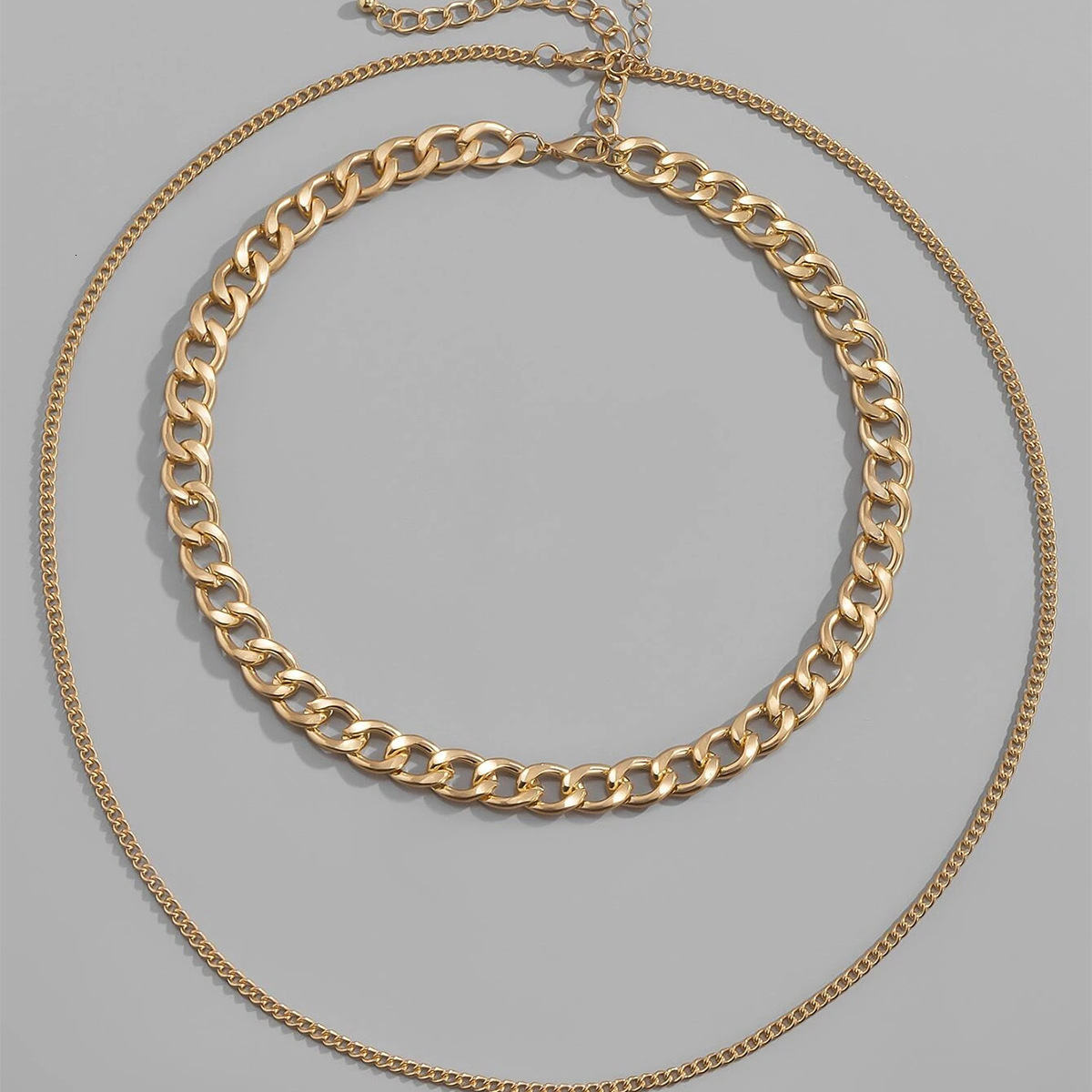 Necklace Men's Thick Double layered Collarbone Chain