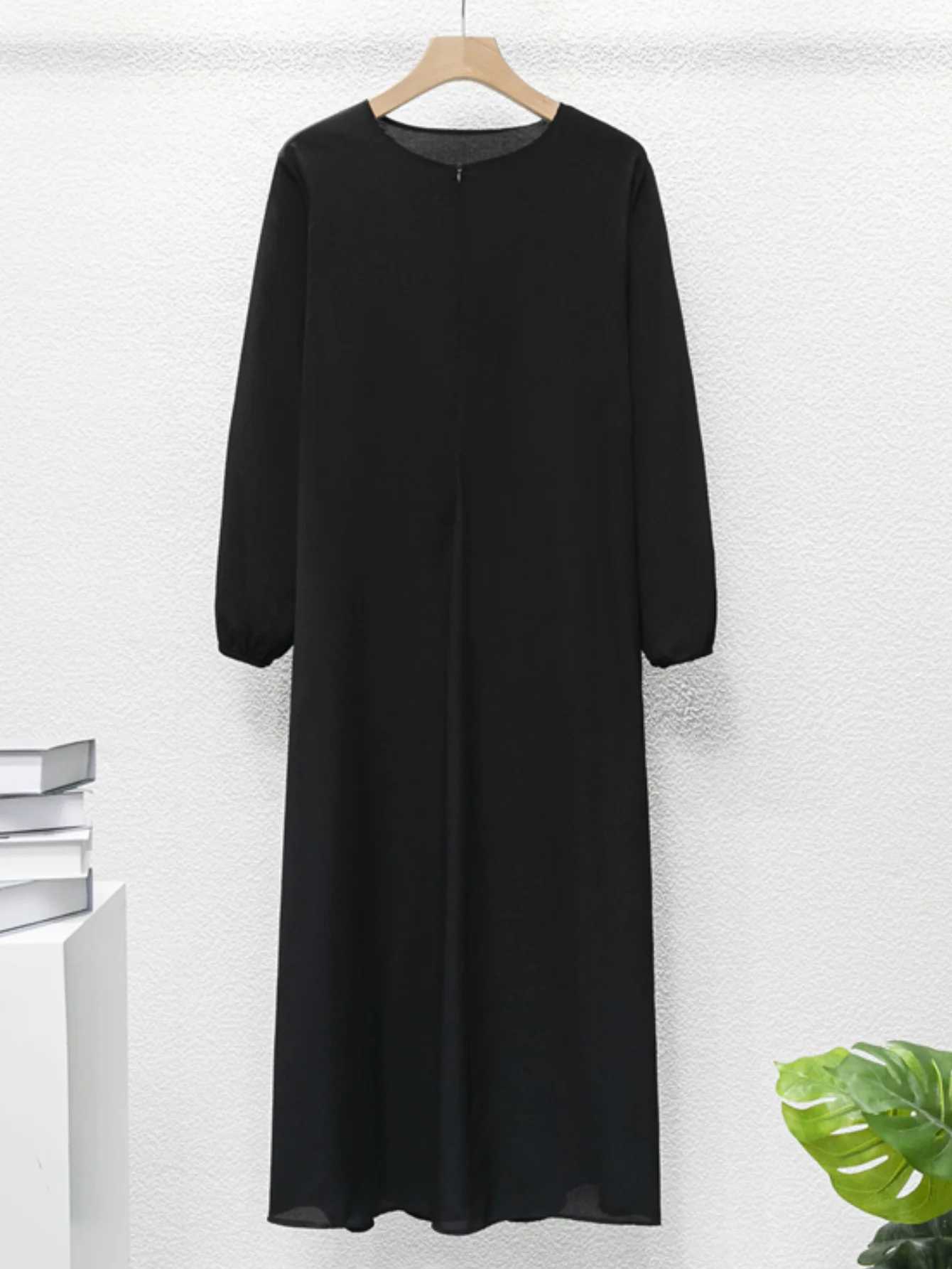 Middle Eastern Islamic Modest Dress Muslim Ramadan Maxi Dresses Full Slve Casual Black Dress Women Abayas X250514