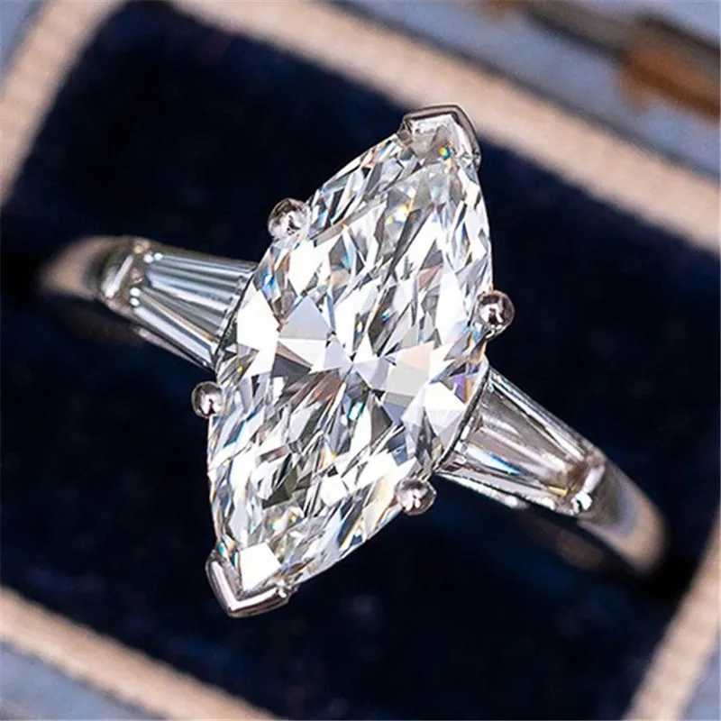 925 Sterling Silver Marquise Cubic Zirconia Rings for Women Temperament Engagement Wedding Accories Fashion JewelryXJ250514
