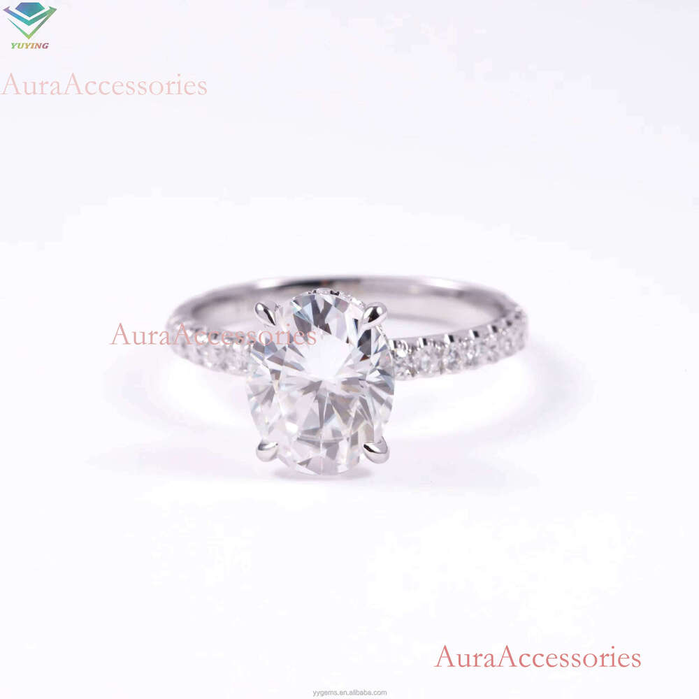 Yu Ying Custom White Gold 2CT Ice Oval VVS Lab Grown Women Wedding Rings IGI Certified HPHT/CVD Dia Fine Jewelry