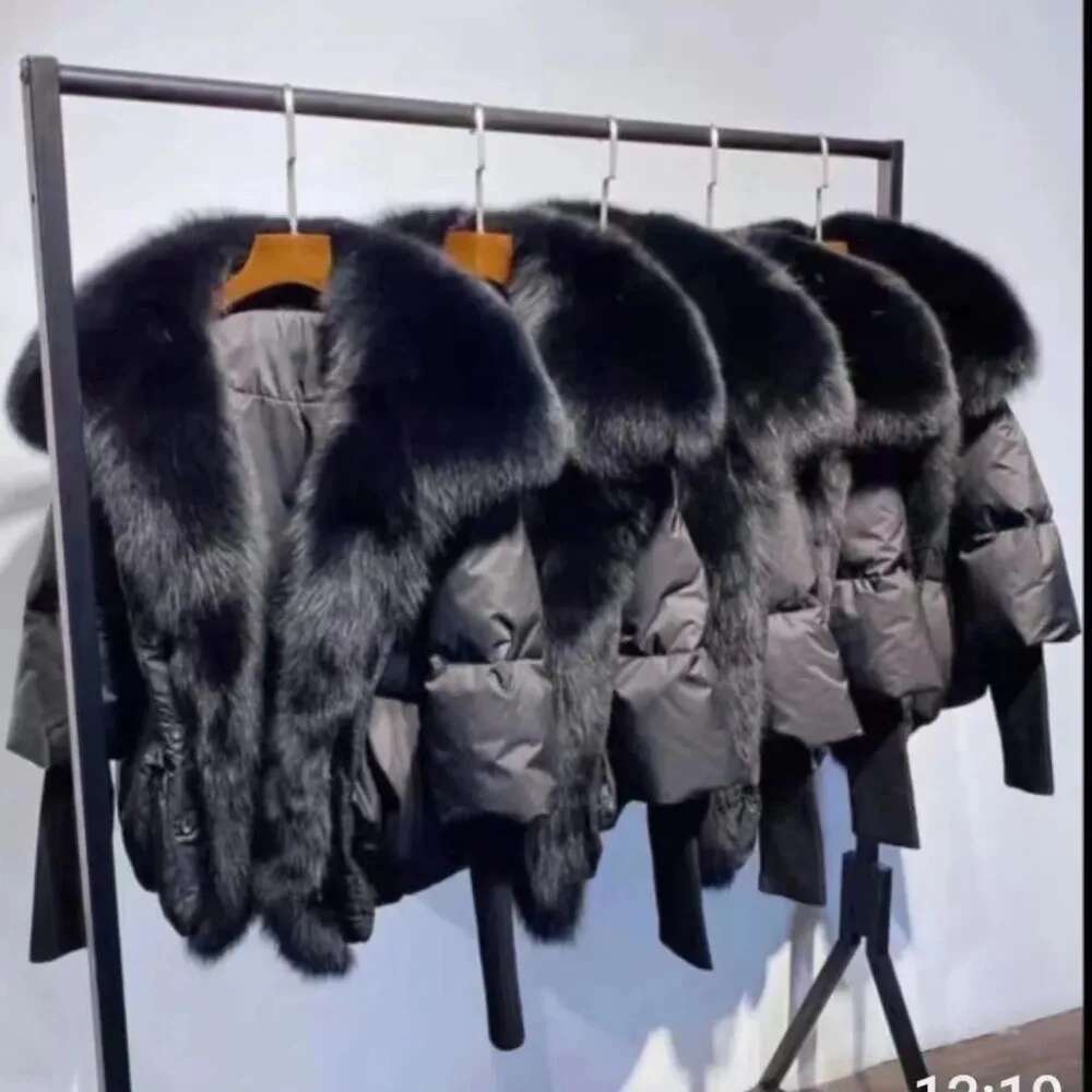 2023 Fashion Autumn Winter Real Fox Fur Collar Thick Women Warm Duck Down Jacket Outerwear New Female Coat