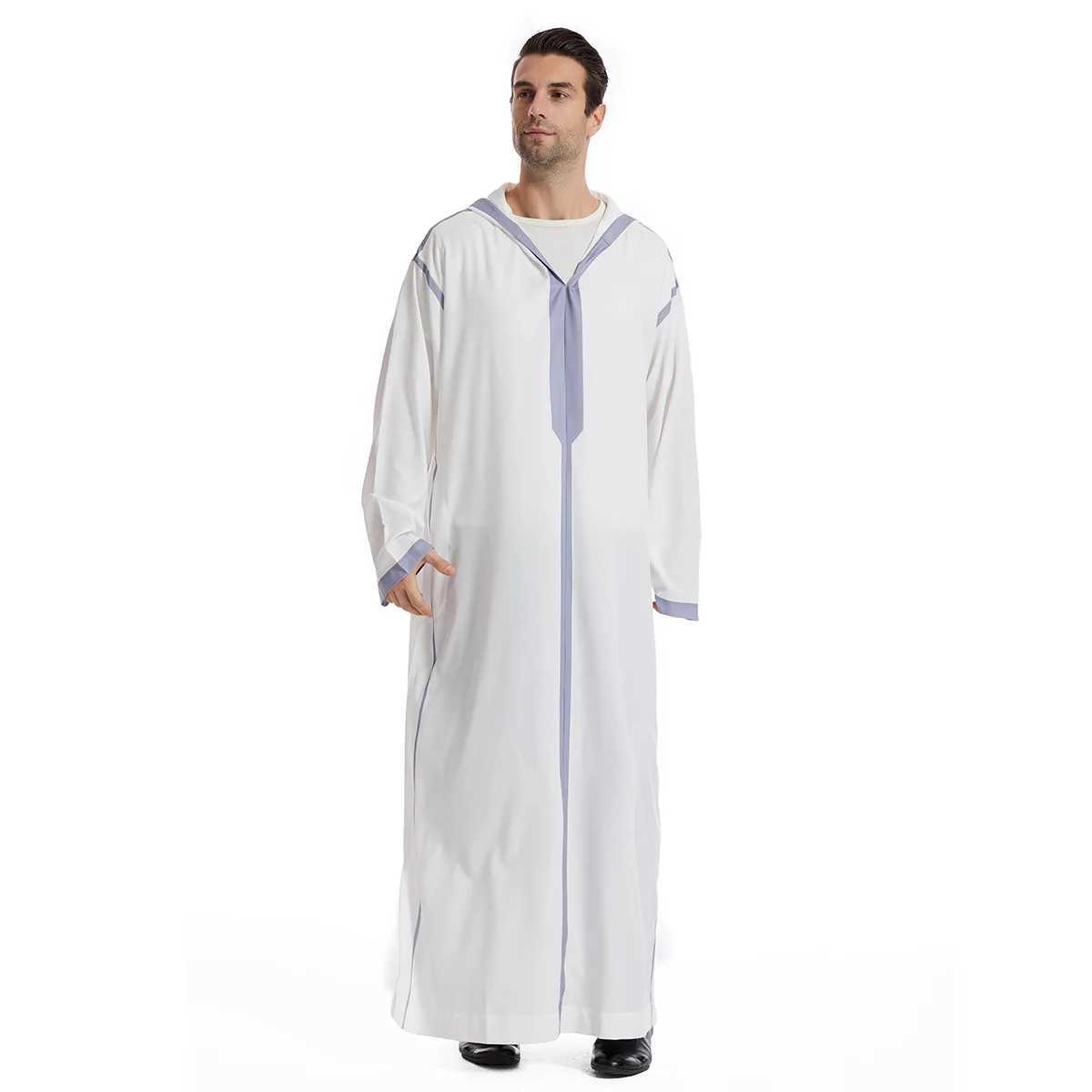 Muslim Men Hooded Robe Dishdasha Modest Islamic Dubai Saudi Prayer Abaya Kaftan Eid Ramadan Morocco Jubba Arab Thobe Abayas X250514