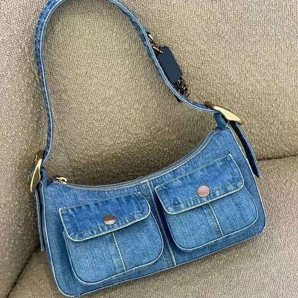 High end large capacity 2025 new fashionable underarm denim niche commuting crossbody bag single shoulder