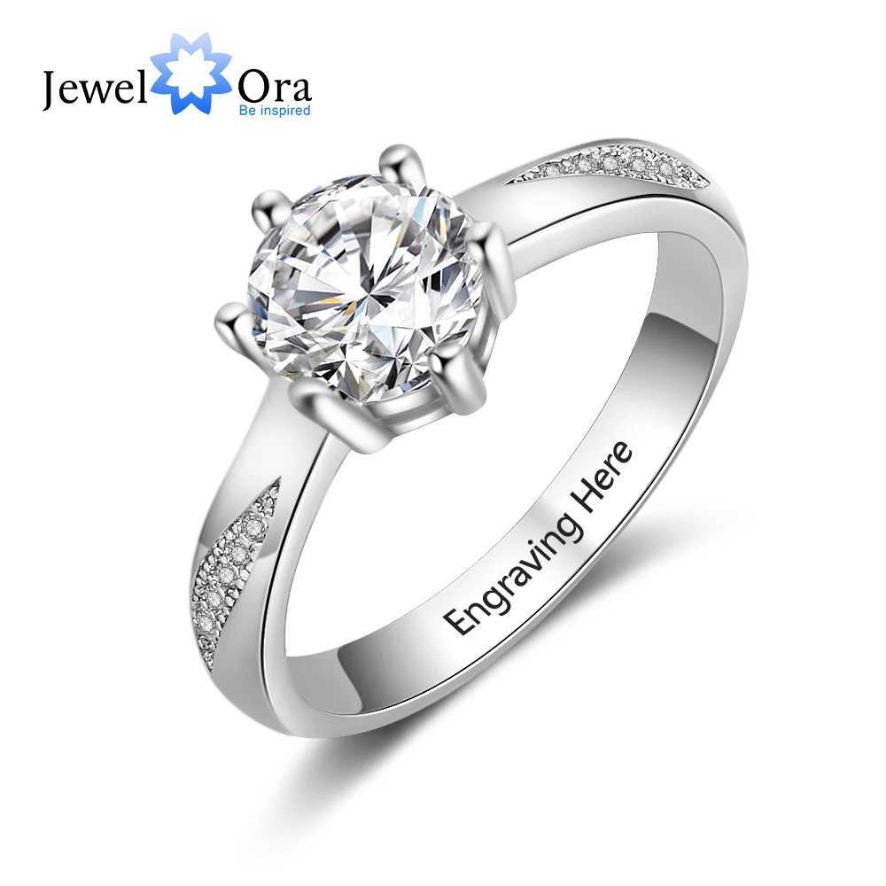 Classic Wedding Ring Personalized Gift Engraved Name Silver Color Rings for Women Anniversary Jewelry(JewelOra RI103758)XJ250514