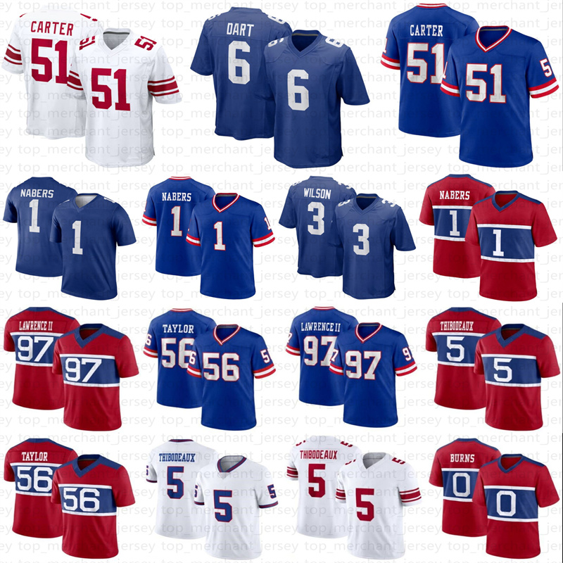Jaxson Dart abdul carter Football Jersey Malik Nabers Kayvon Thibodeaux Brian Burns Tommy DeVito Dexter Lawrence II Taylor Deonte Banks Jalin Hyatt Xavier