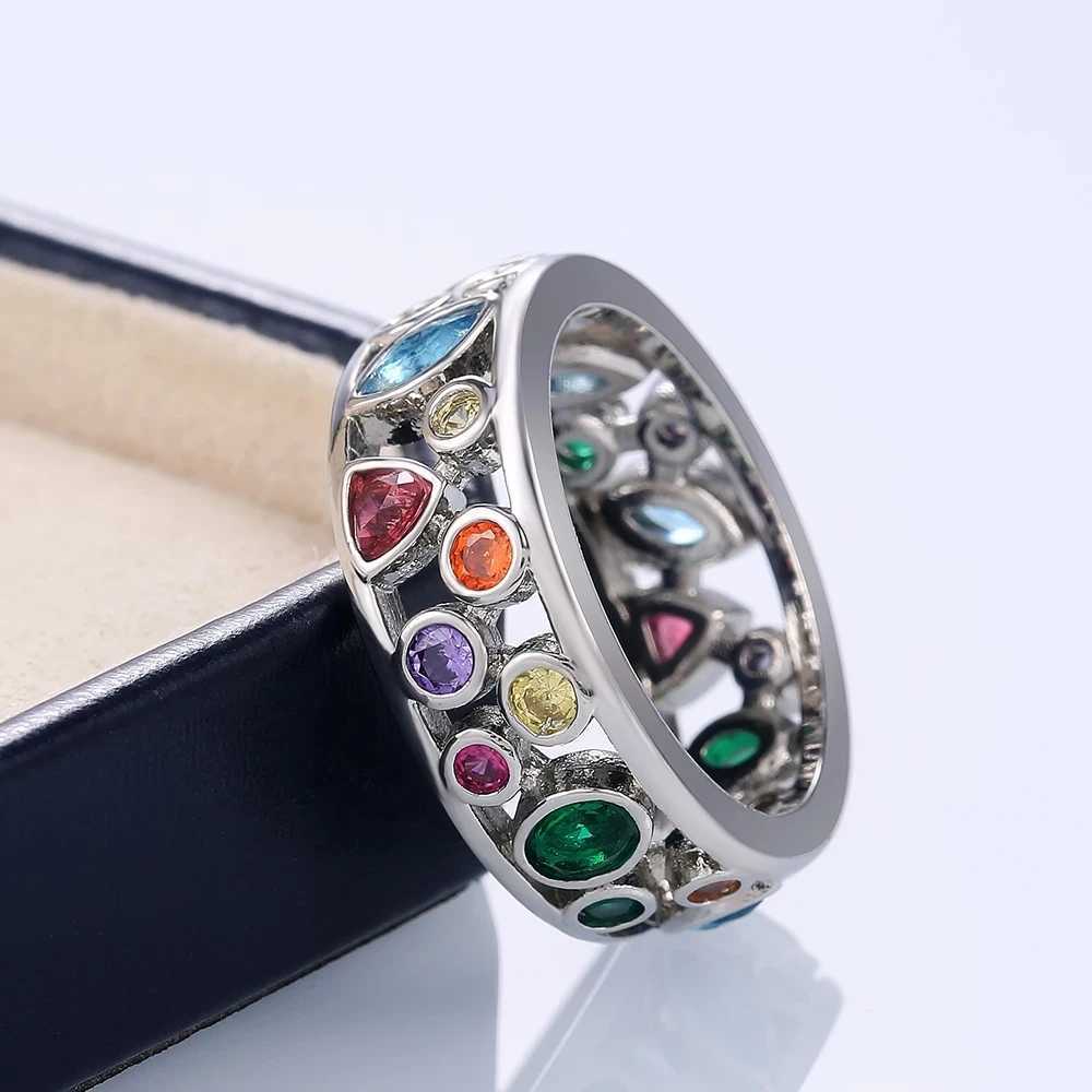 925 Sterling Silver Vintage Colorful Crystal Promise Rings For Women Girls Luxury Designer Jewelry WholesaleXJ250514