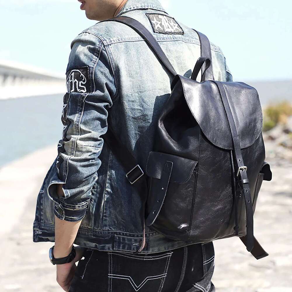 Casual Genuine Leather Men's Backpack Laptop For Men Travel Bag Top Layer Cowhide Male Backpacks Fashion Preppy Style